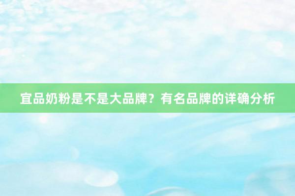 宜品奶粉是不是大品牌？有名品牌的详确分析